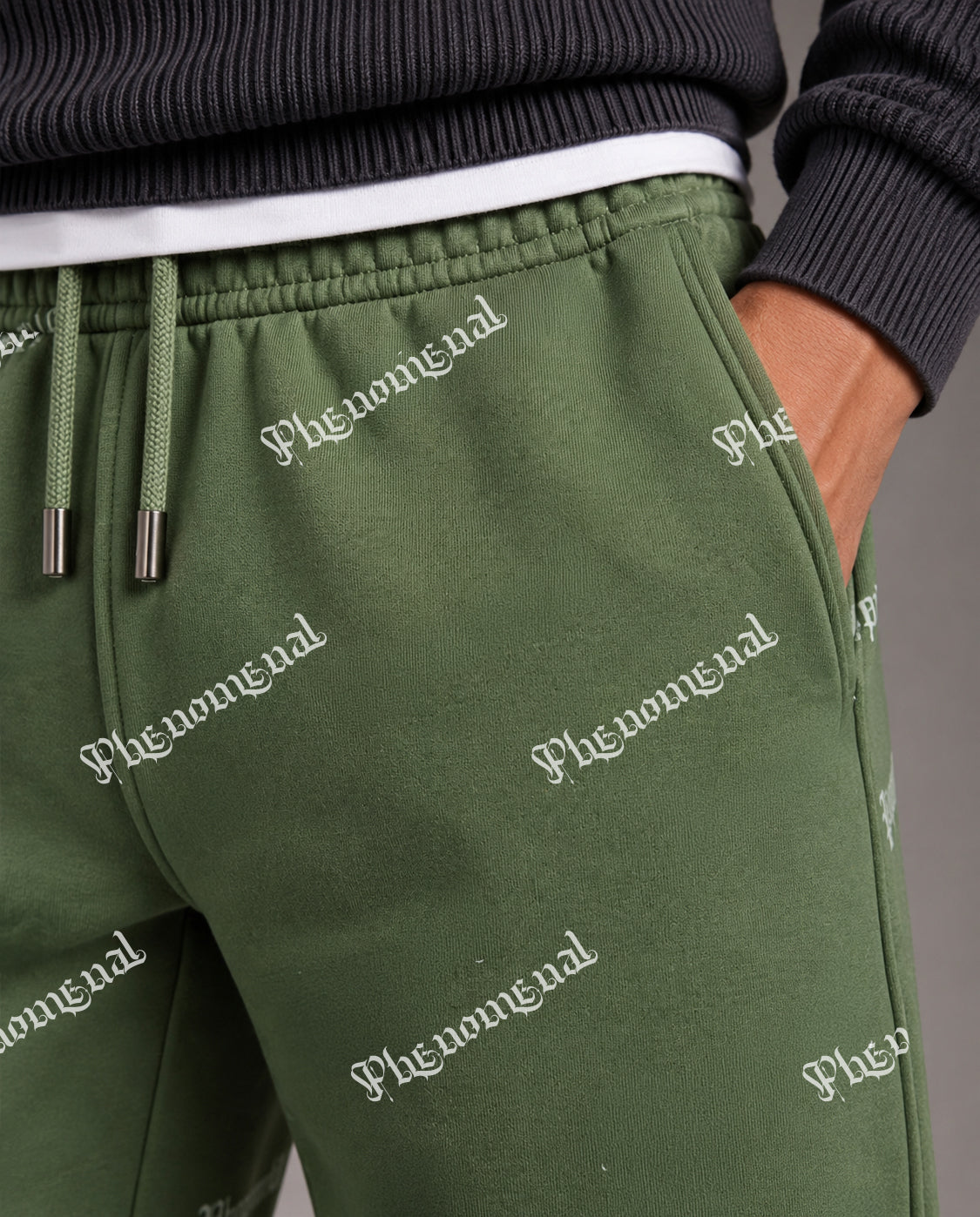 Phenomenal Green Cotton Fleece Joggers
