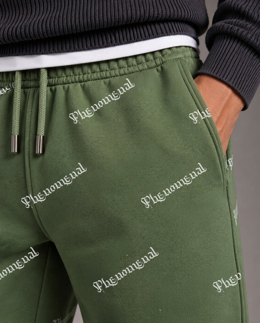 Phenomenal Green Cotton Fleece Joggers
